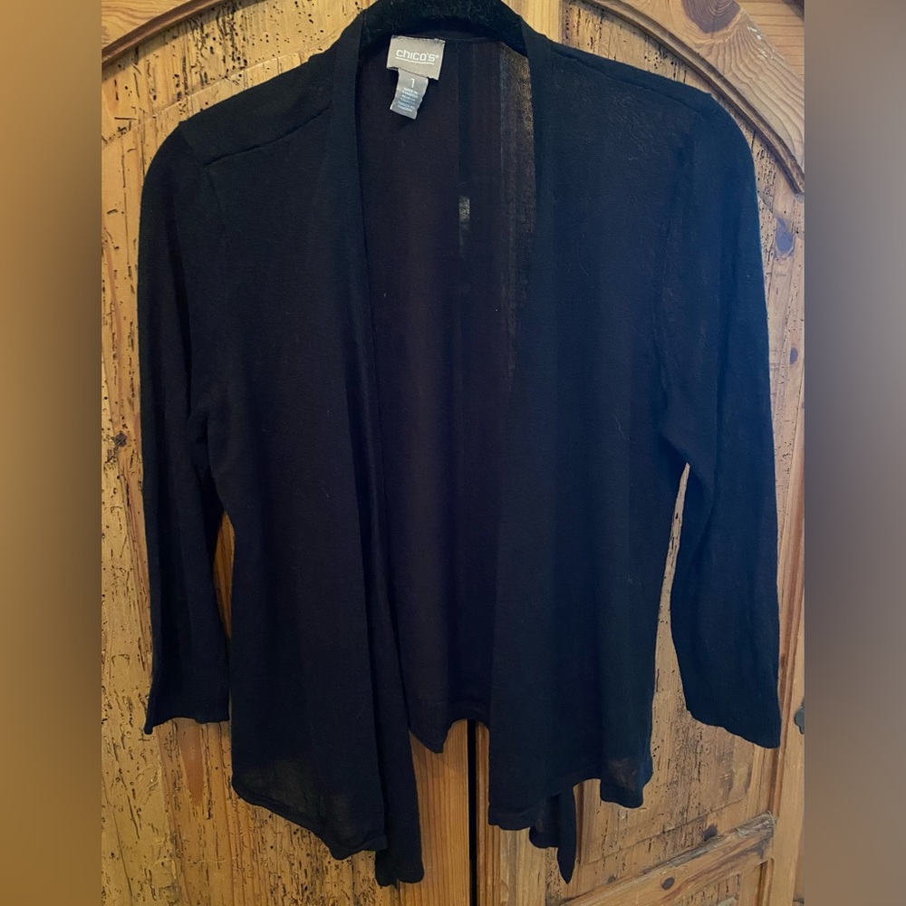 Chico’s Light-weight/sheer Black Wrap-tie Sweater, Women’s Size 1/Extra Small